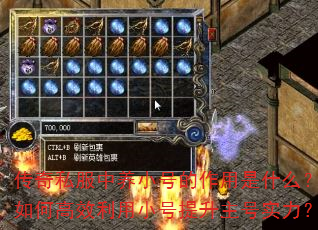 传奇私服中养小号的作用是什么?如何高效利用小号提升主号实力? 传奇私服中养小号的作用是什么?如何高效利用小号提升主号实力?